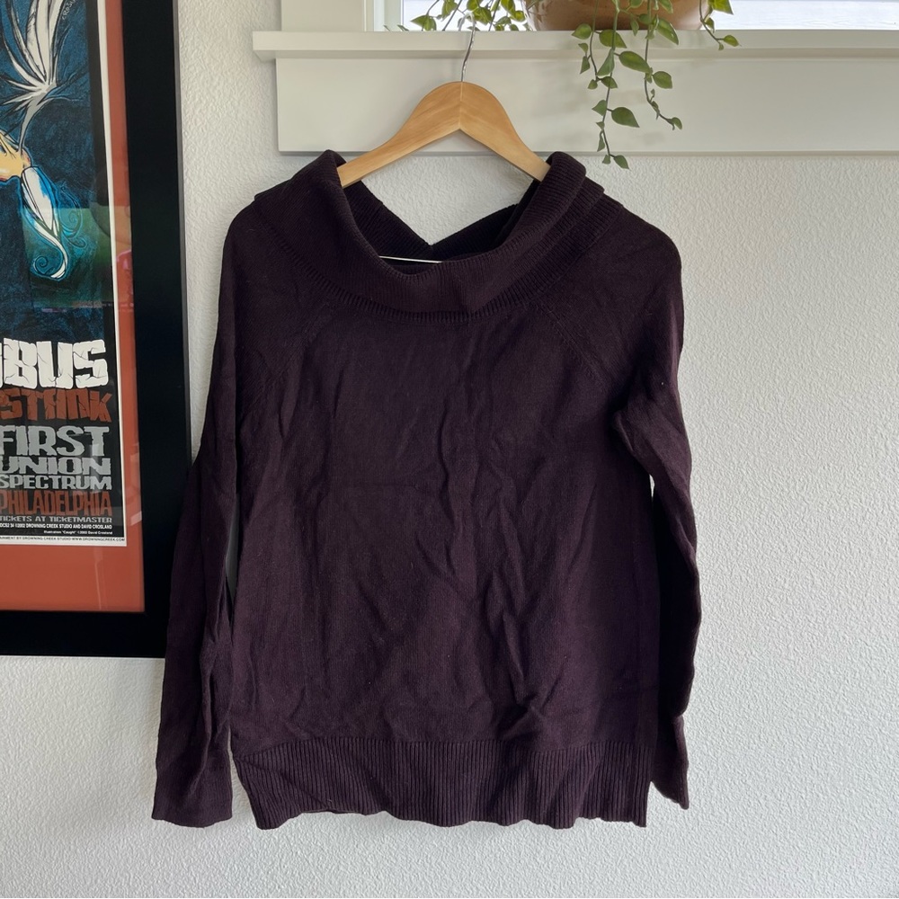 Gap Dark Purple Off the Shoulder Sweater